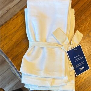 Pier 1 Cream Cloth Napkin Set with Tie - 4 Pack